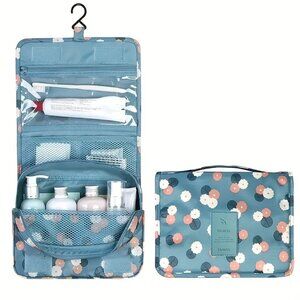NWT Hanging Travel Toiletry Storage Bag Light Blue Floral